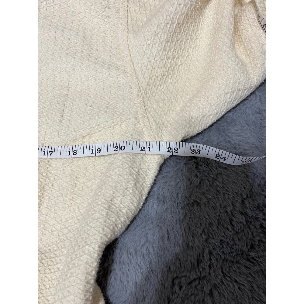 Boca Terry Waffle Knit Robe Cream Cotton Blend One Size Spa Robe Embroidered O - Picture 7 of 9